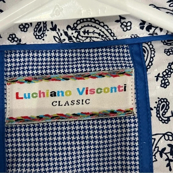 Luchiano Visconti Classic Men’s Button-Down (Blue/White) - Picture 3 of 10
